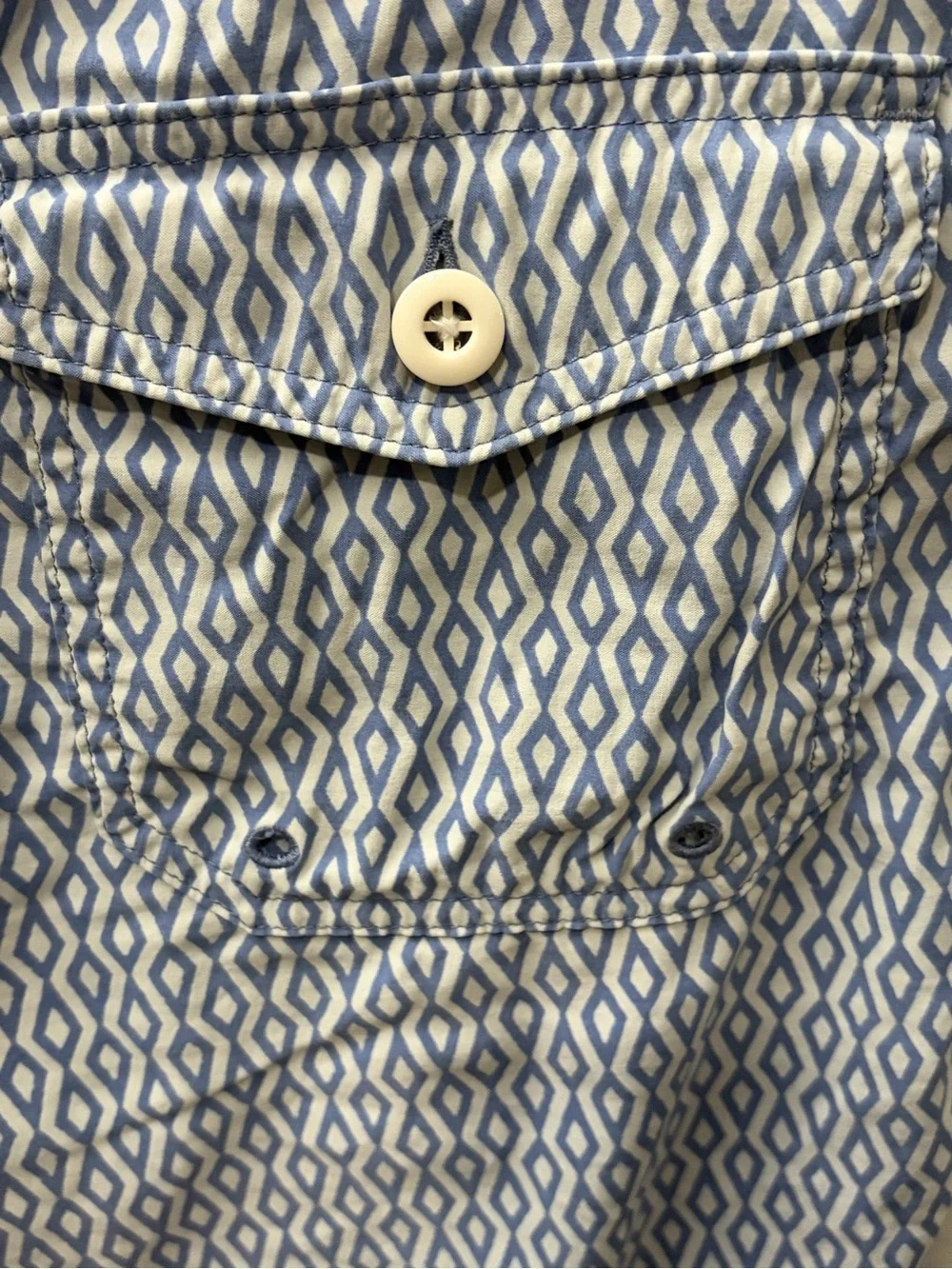 J Crew Men's Light Blue Geometric Swim Shorts with Yellow Drawstring